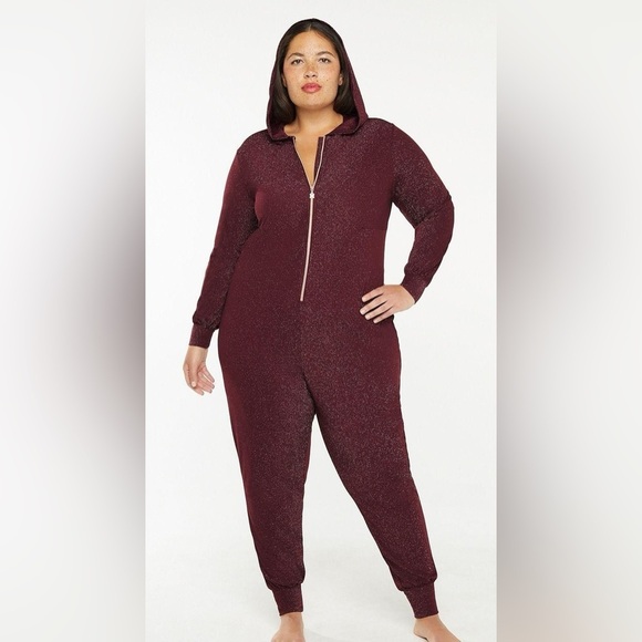 NEW Savage x Fenty Sleep and Shine Hoodie Jumpsuit Red Sparkle 3X NWOT - Picture 1 of 5